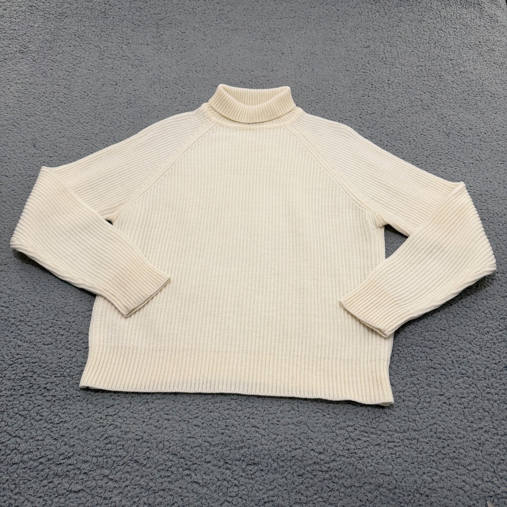 Vintage Thane Sweater Adult Size M Ribbed Turtleneck Cream White Wool Blend